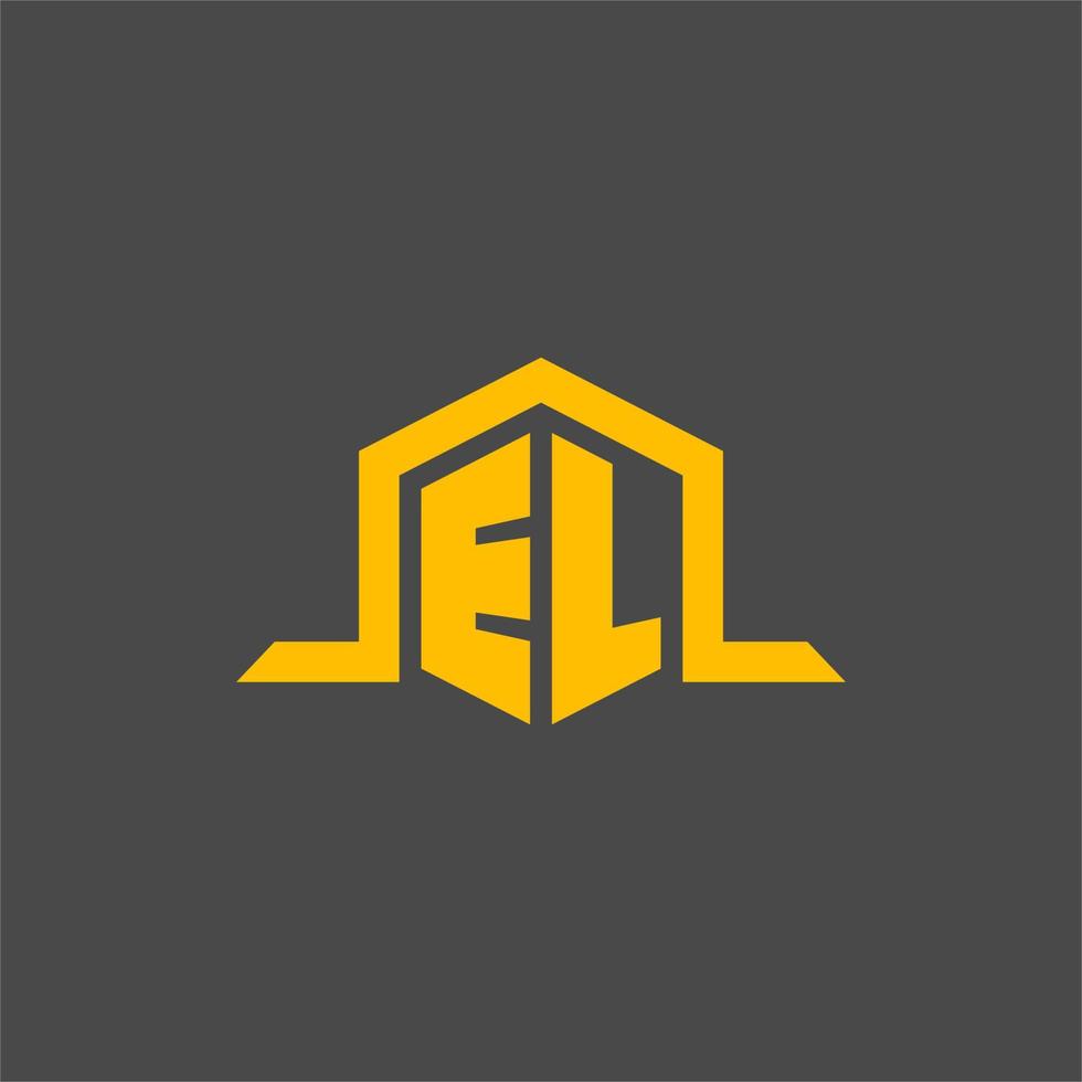 EL monogram initial logo with hexagon style design vector