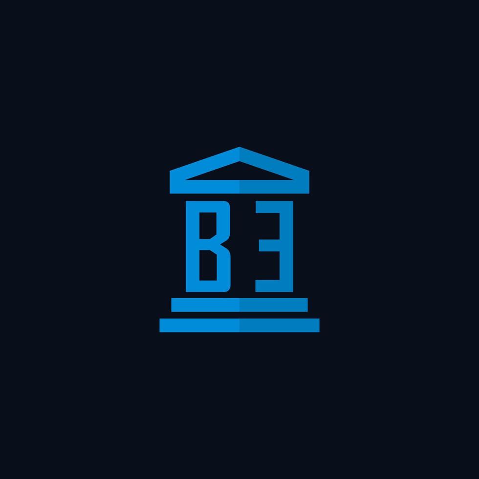 BE initial logo monogram with simple courthouse building icon design vector