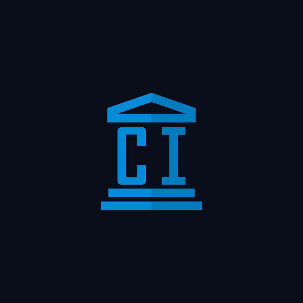 CI initial logo monogram with simple courthouse building icon design vector