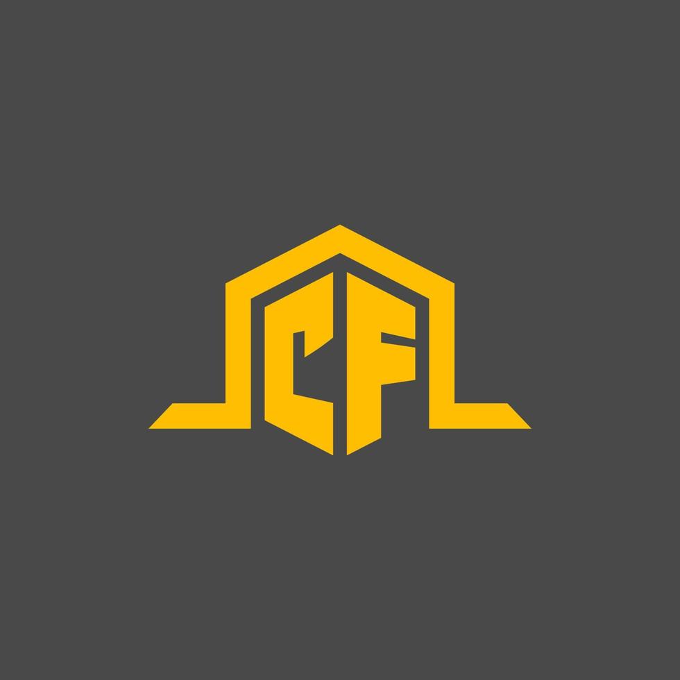 CF monogram initial logo with hexagon style design vector