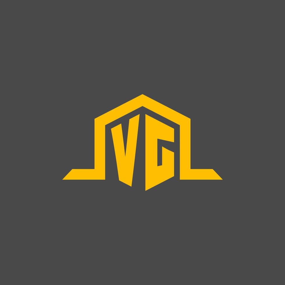 VG monogram initial logo with hexagon style design vector
