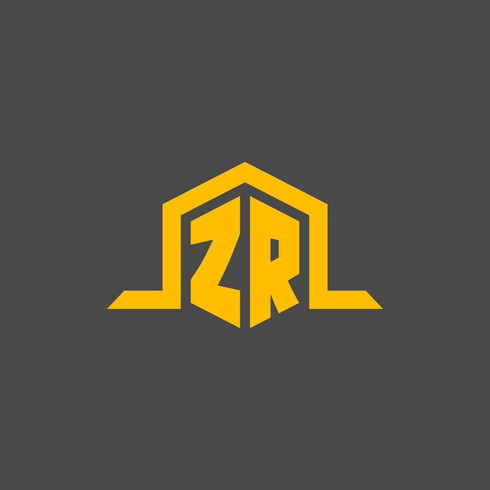 ZR monogram initial logo with hexagon style design vector