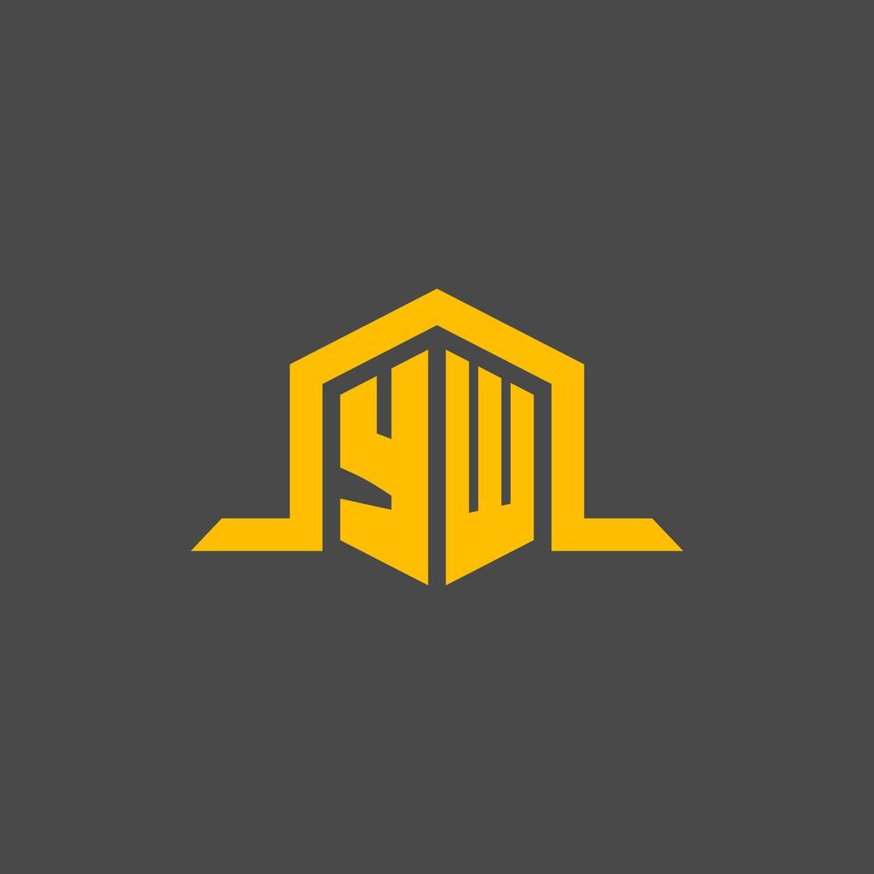 YW monogram initial logo with hexagon style design vector