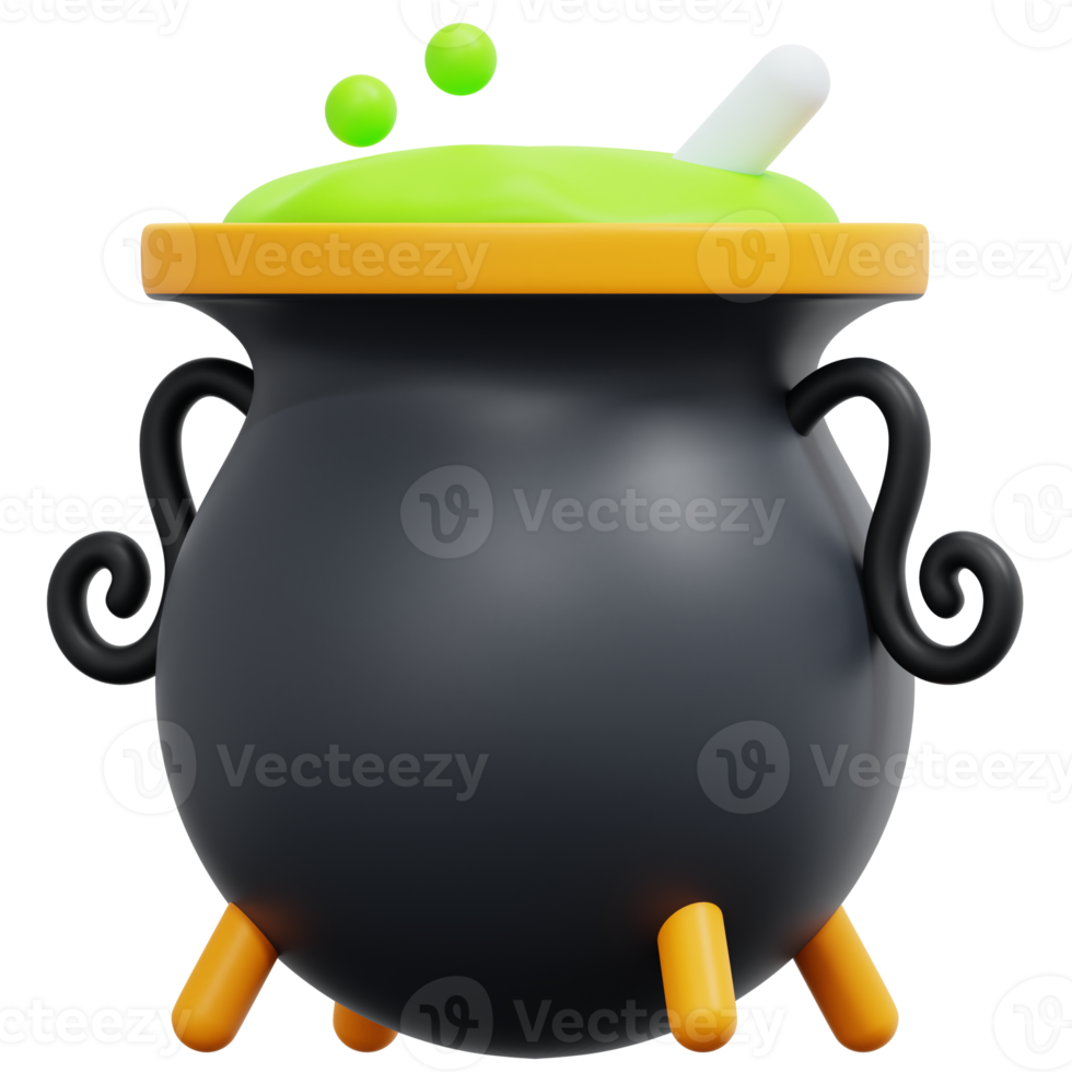 cauldron 3d render icon illustration png