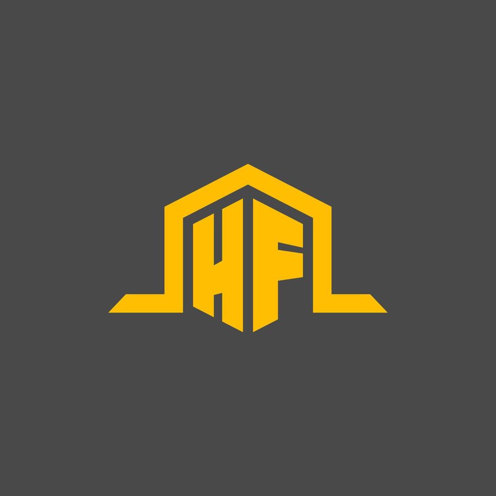 HF monogram initial logo with hexagon style design vector