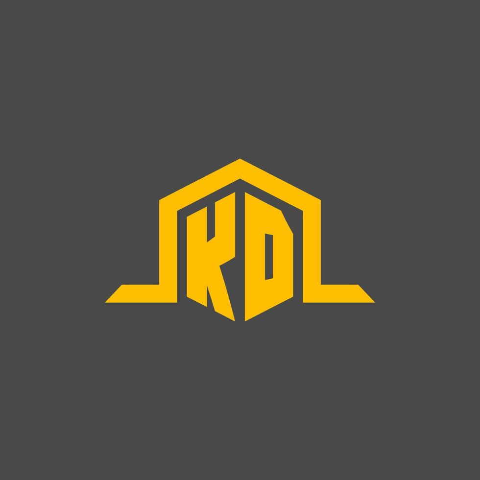 KD monogram initial logo with hexagon style design vector