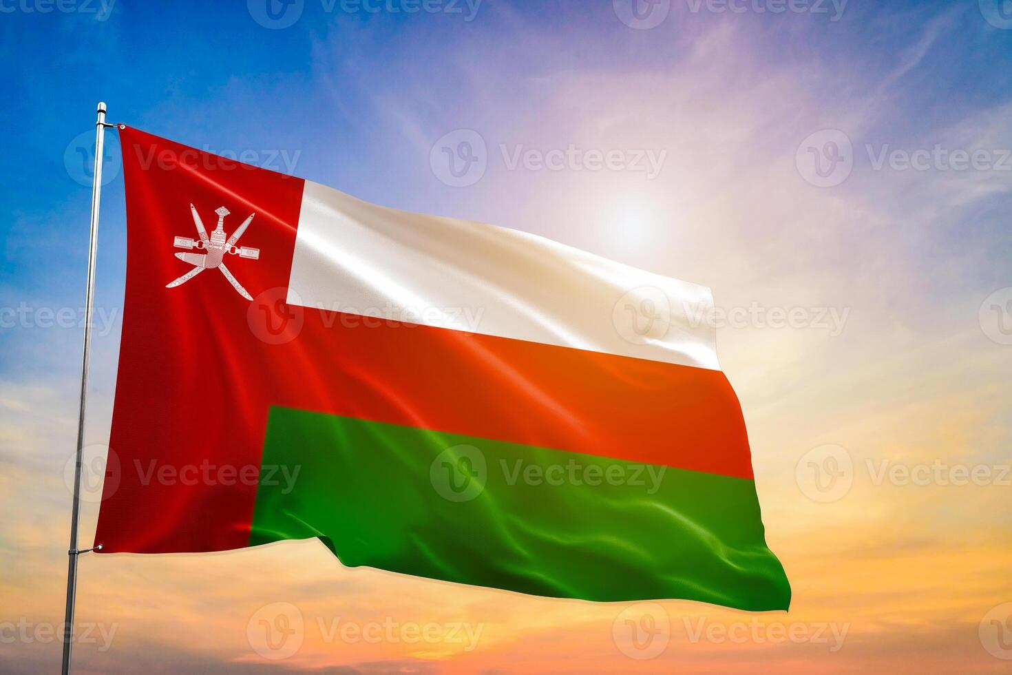 Large Oman flag waving in the wind photo