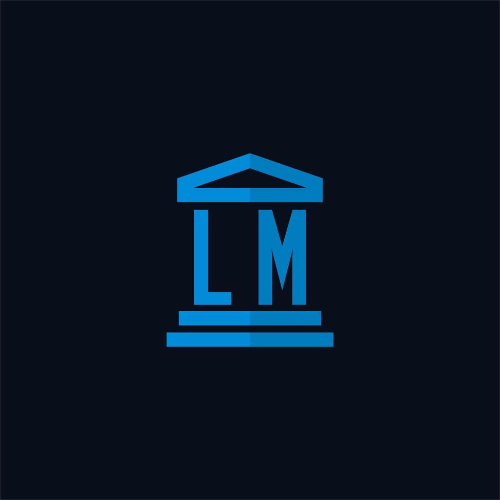 LM initial logo monogram with simple courthouse building icon design vector