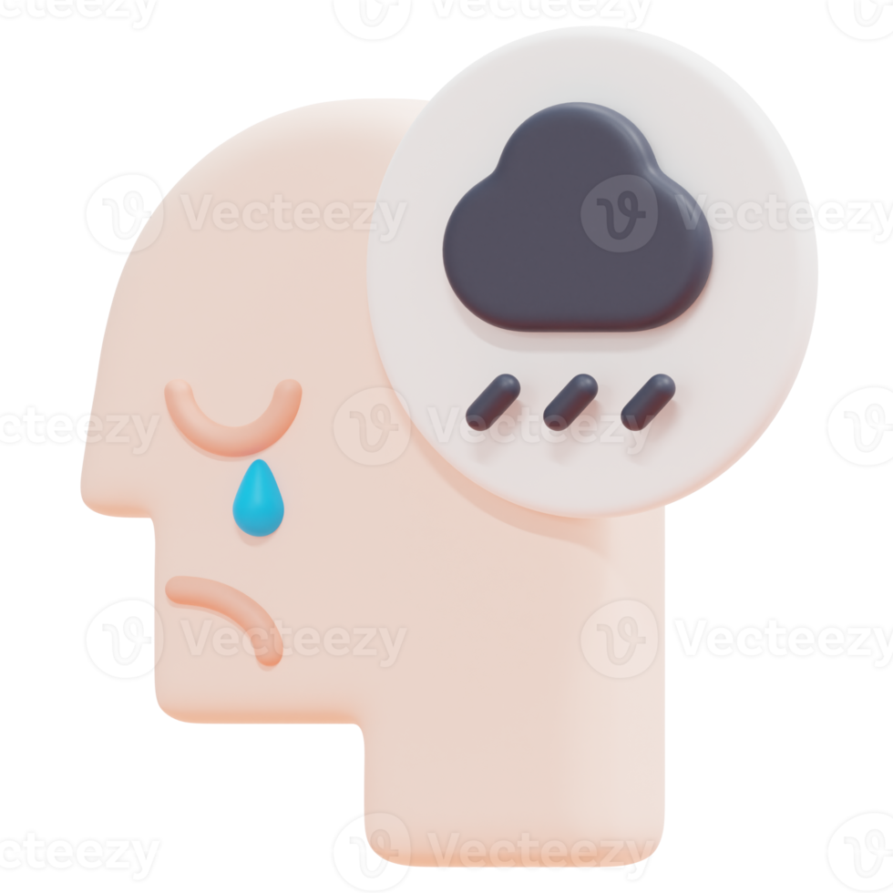 sadness 3d render icon illustration png