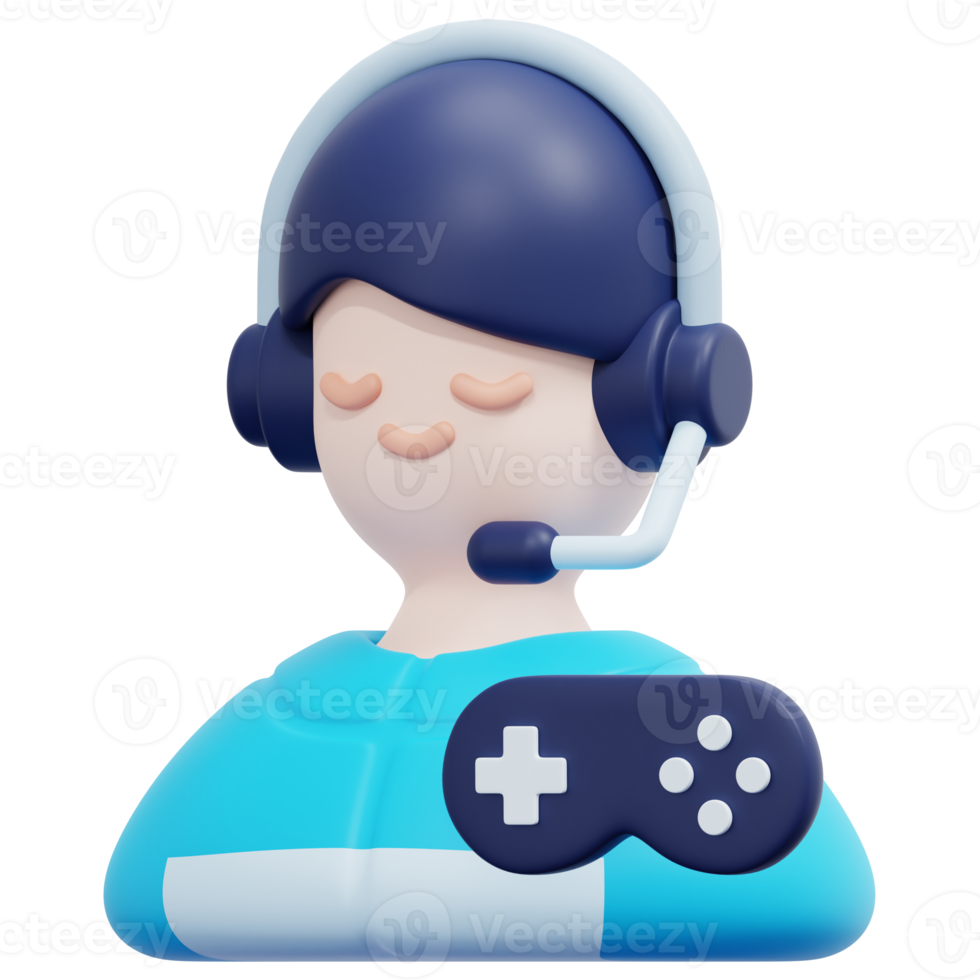 gamer 3d render icon illustration png