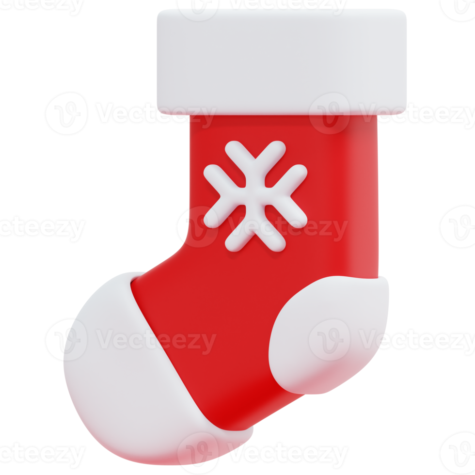 christmas sock 3d render icon illustration png