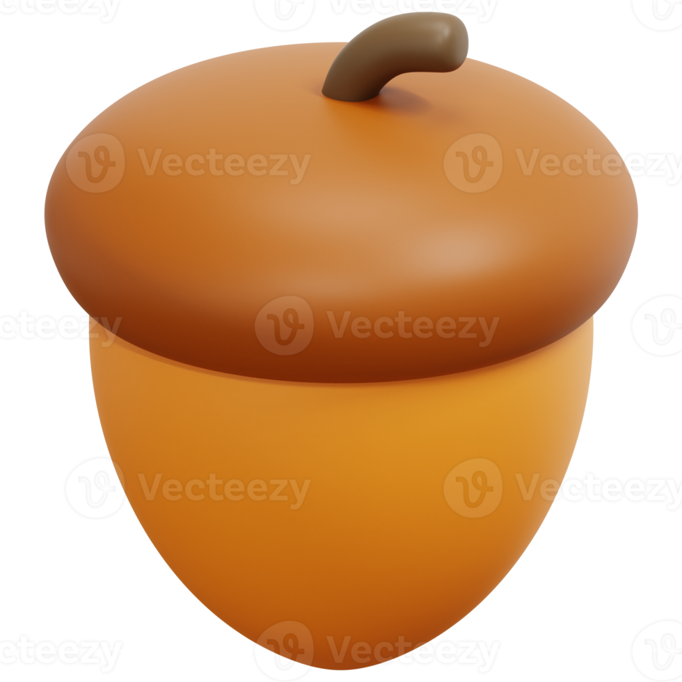 acorn 3d render icon illustration png