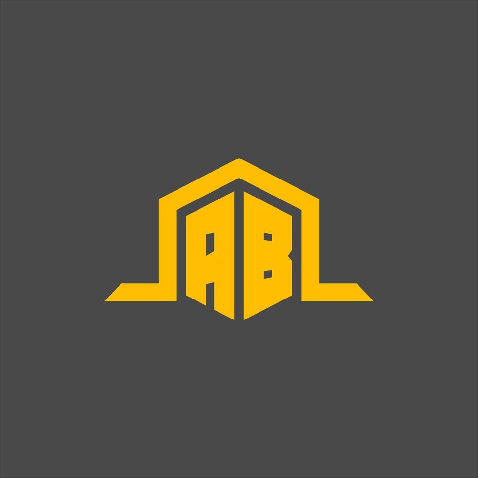 AB monogram initial logo with hexagon style design vector