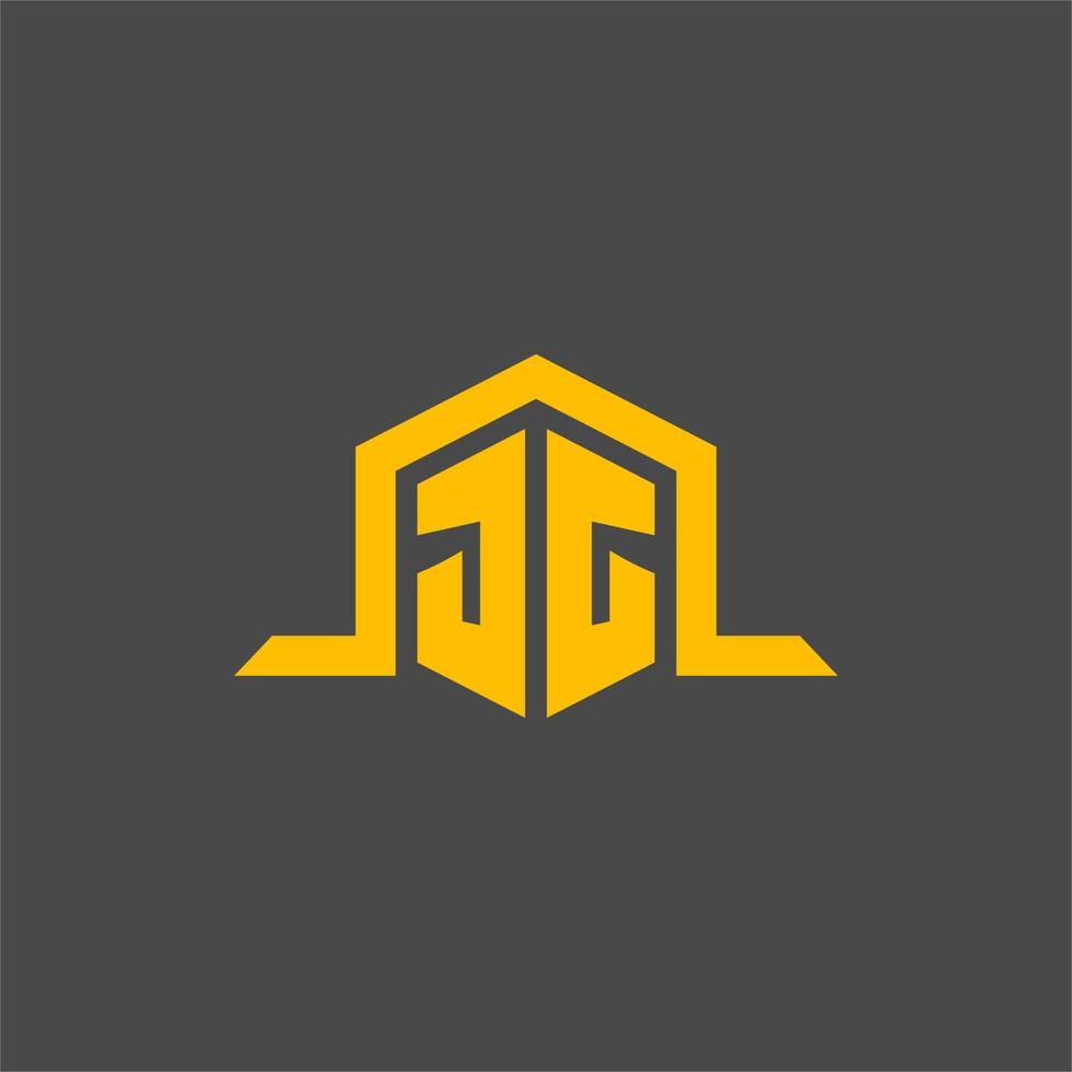 JG monogram initial logo with hexagon style design vector