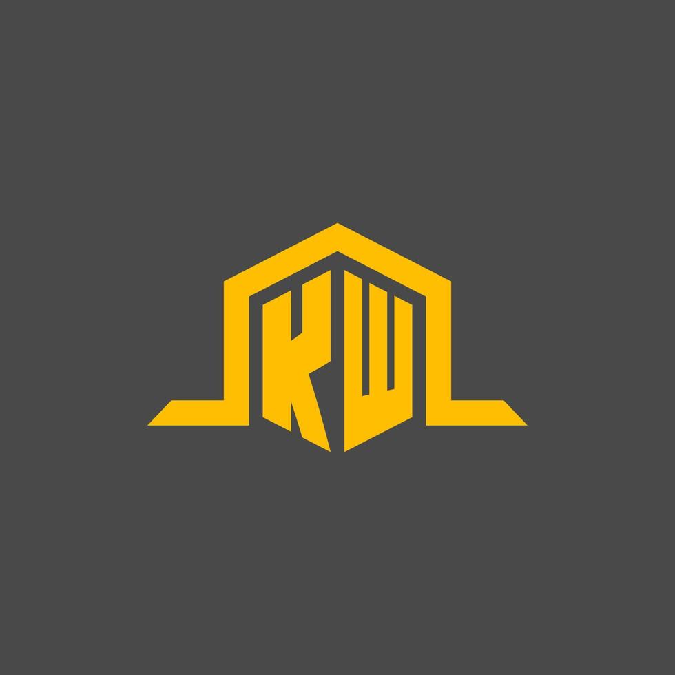 logotipo inicial del monograma kw con diseño de estilo hexagonal vector