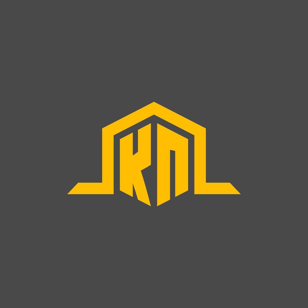 KN monogram initial logo with hexagon style design vector