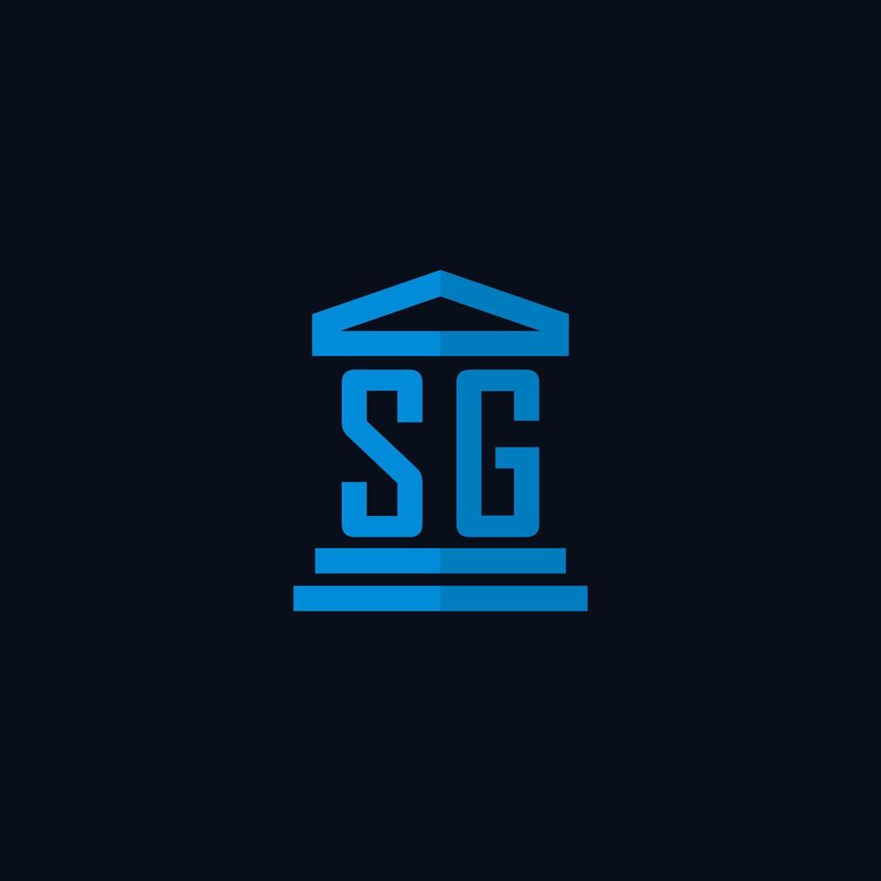 SG initial logo monogram with simple courthouse building icon design vector