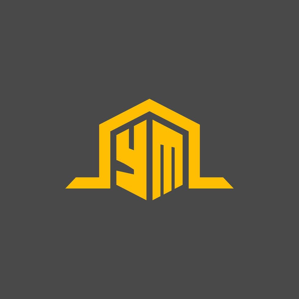 YM monogram initial logo with hexagon style design vector