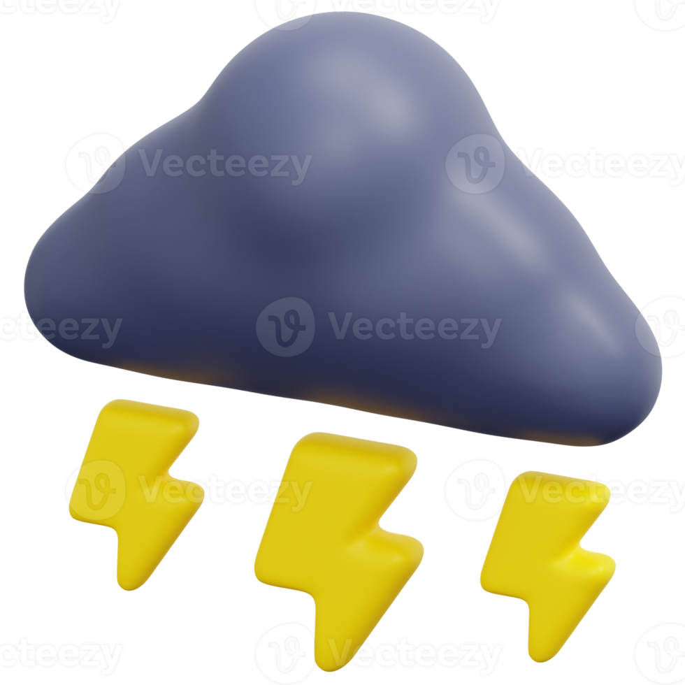 thunderstorm 3d render icon illustration png