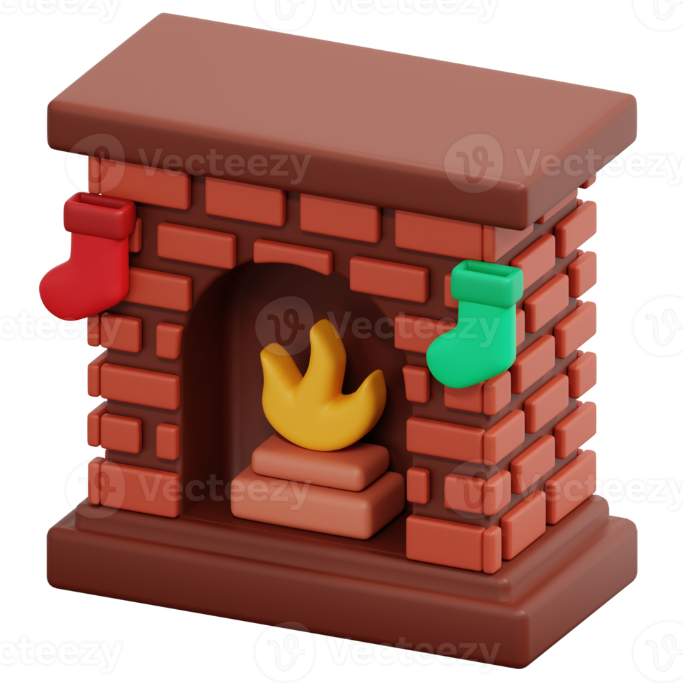 fireplace 3d render icon illustration png