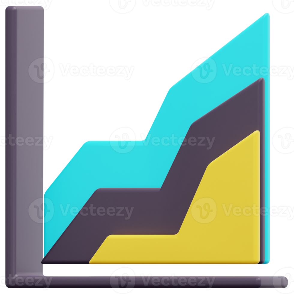 gráfico de área ilustração de ícone de renderização 3d png