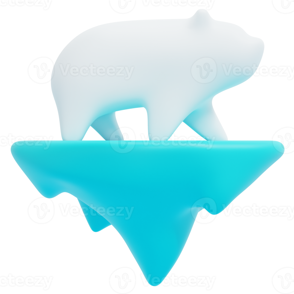 polar bear 3d render icon illustration png