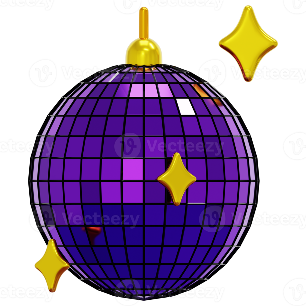 disco ball 3d render icon illustration png