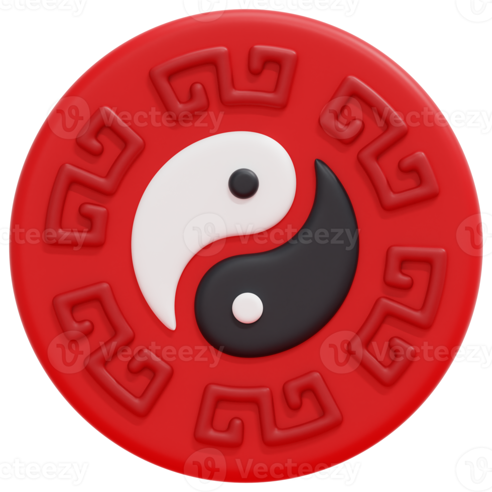 yin yang 3d render icon illustration png