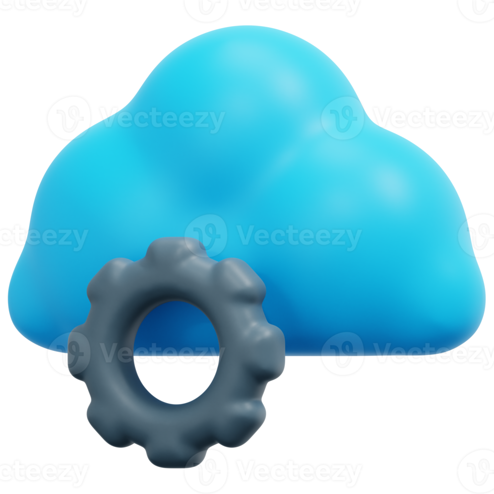 configuración de nube ilustración de icono de procesamiento 3d png