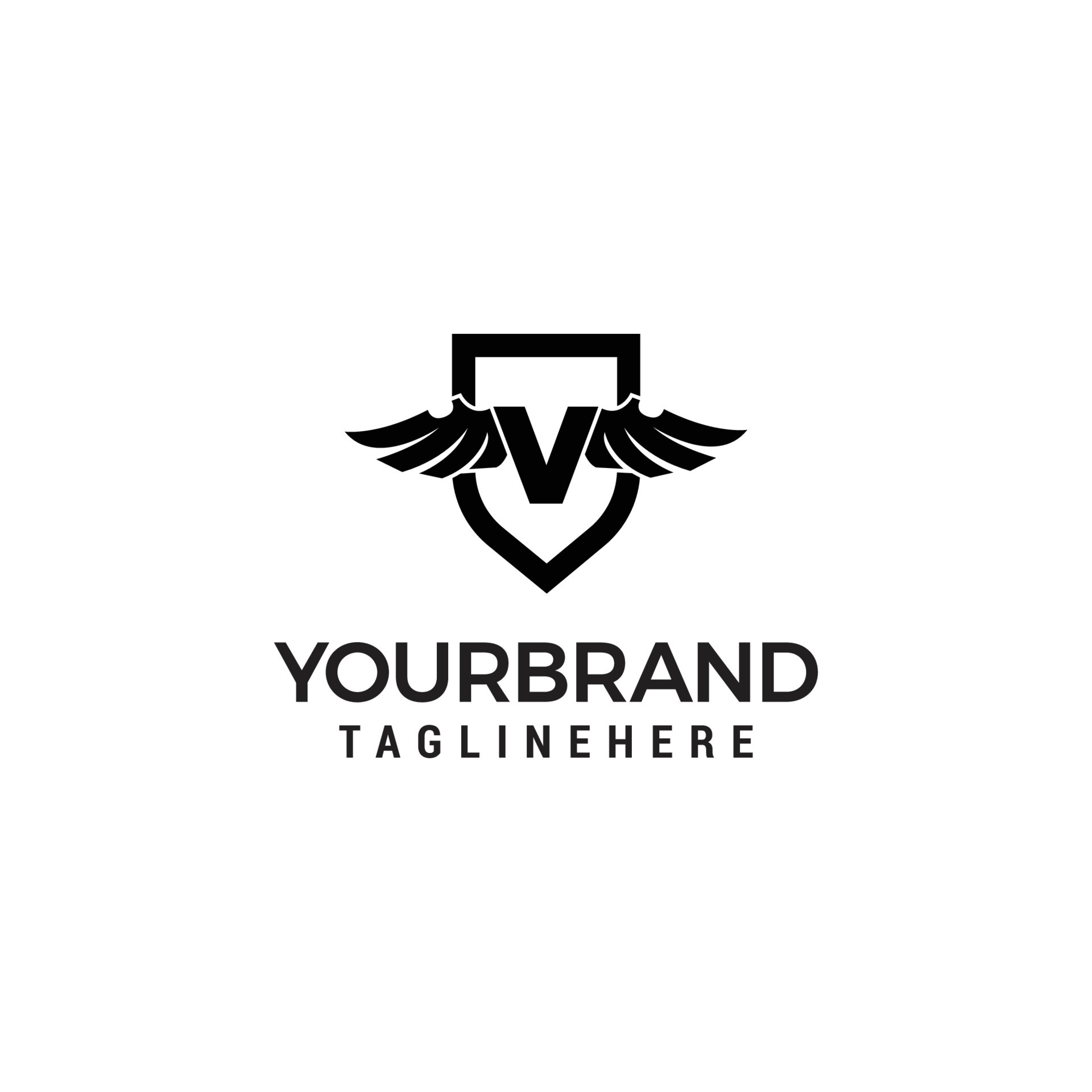 Modern Professional Wings Shield Template Logo Design With Letter V