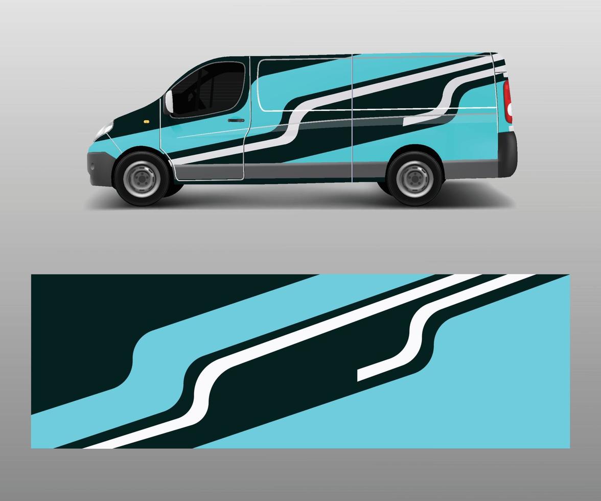 Van Wrap design template vector with wave shapes, decal, wrap, and sticker template vector