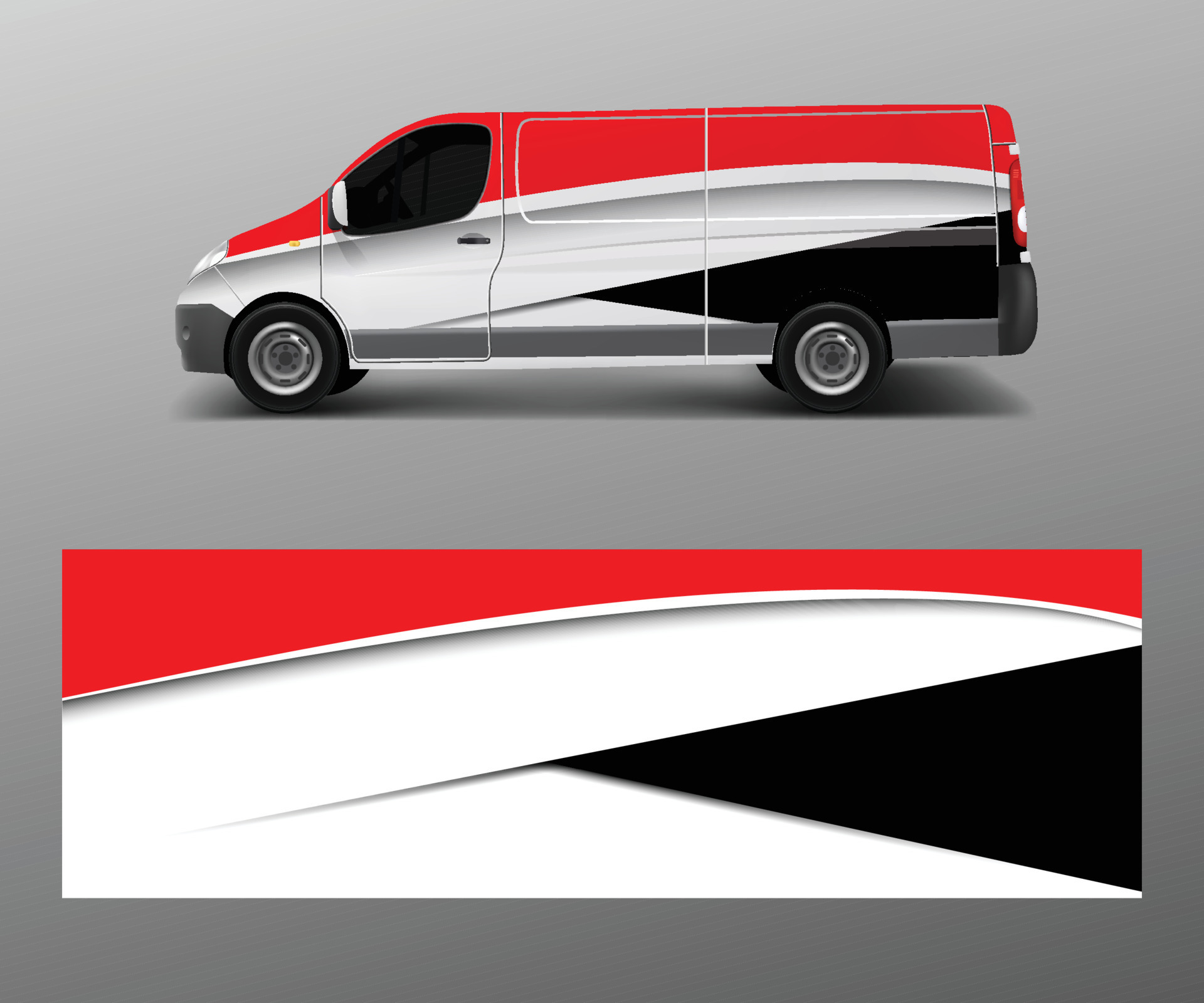 Van Wrap design template vector with wave shapes, decal, wrap, and Van Wrap design template vector with wave shapes, decal, wrap, and