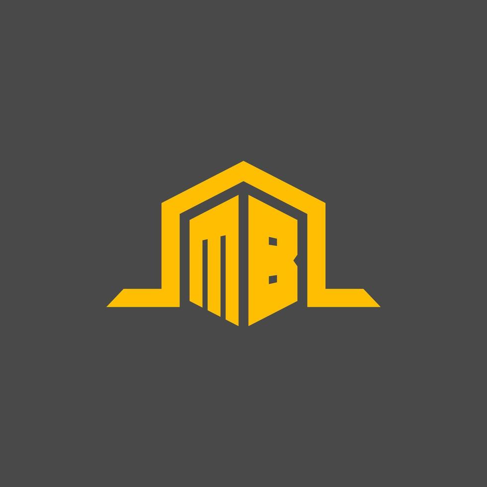 MB monogram initial logo with hexagon style design vector