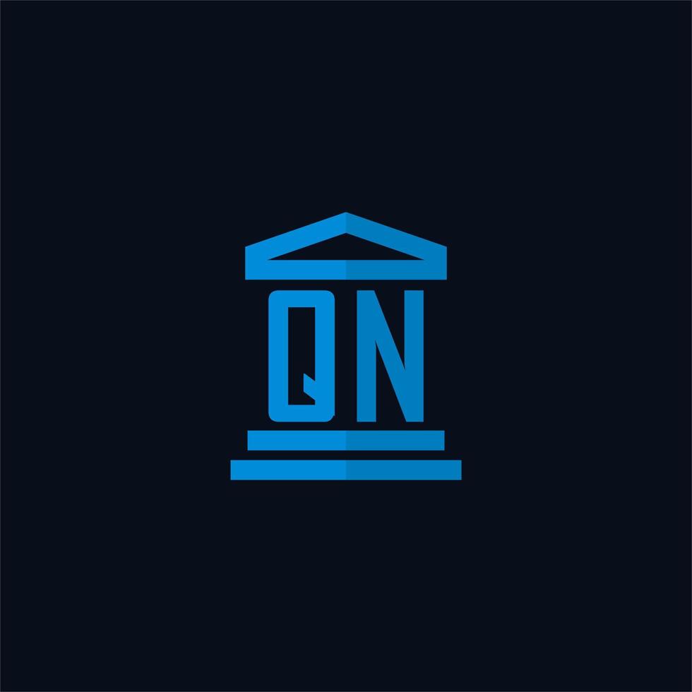 QN initial logo monogram with simple courthouse building icon design vector