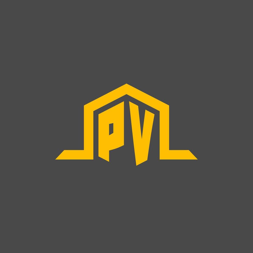 PV monogram initial logo with hexagon style design vector