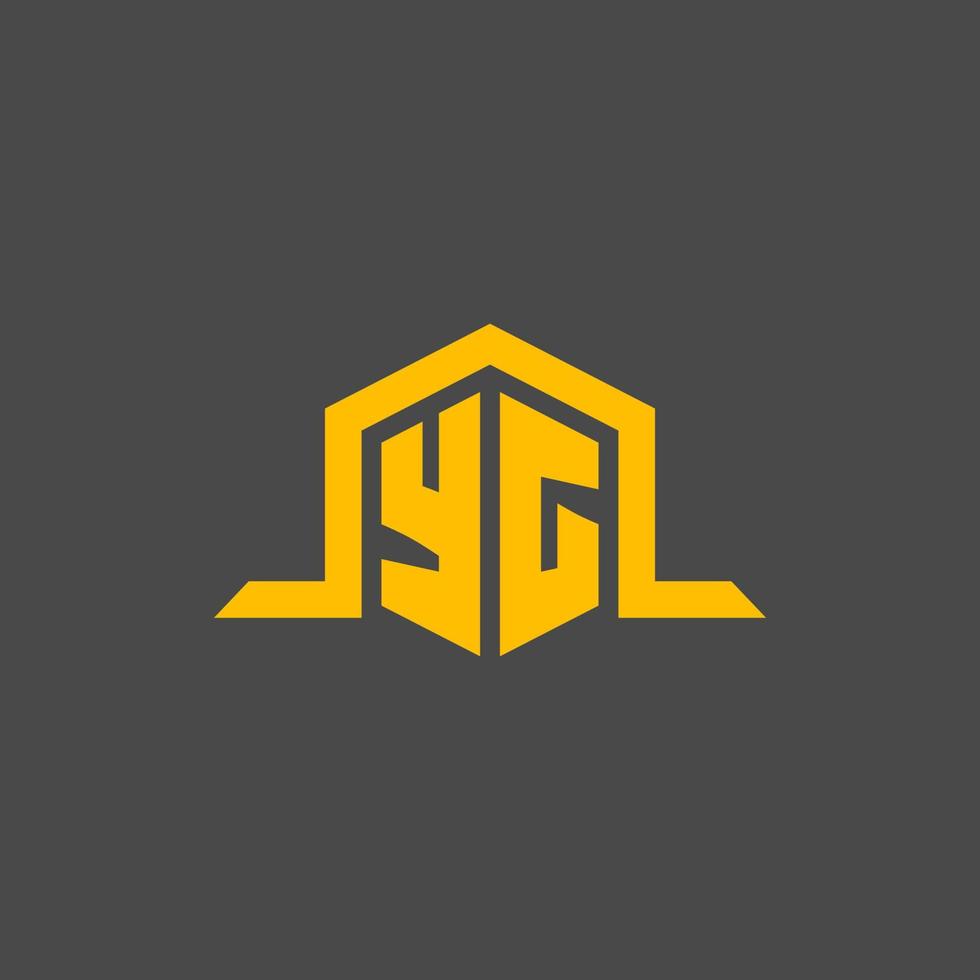 YG monogram initial logo with hexagon style design vector