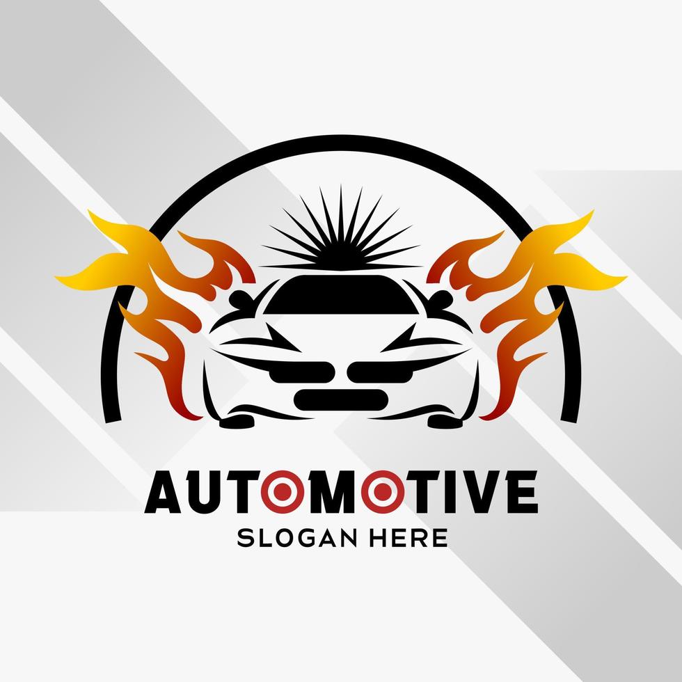 car automotive logo design in creative abstract style with fire element. Fast and Speed logo template vector. automotive logo premium illustration vector