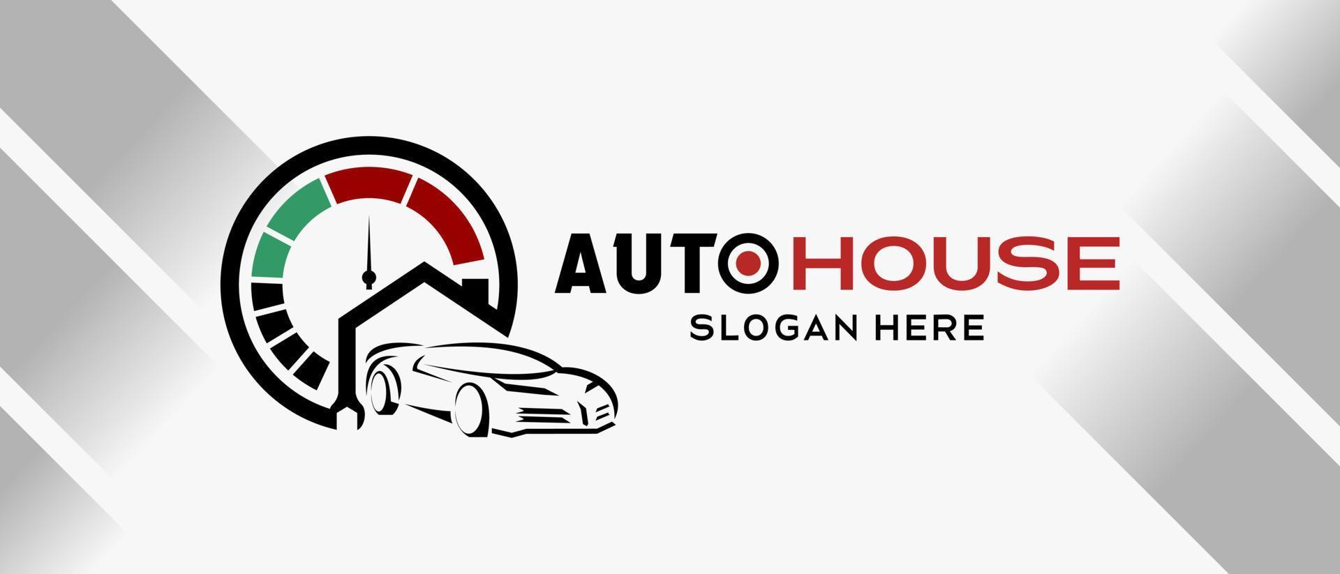 car automotive logo design in creative abstract style with rpm elements, home icon and wrench. Fast and Speed logo template vector. automotive logo premium illustration vector