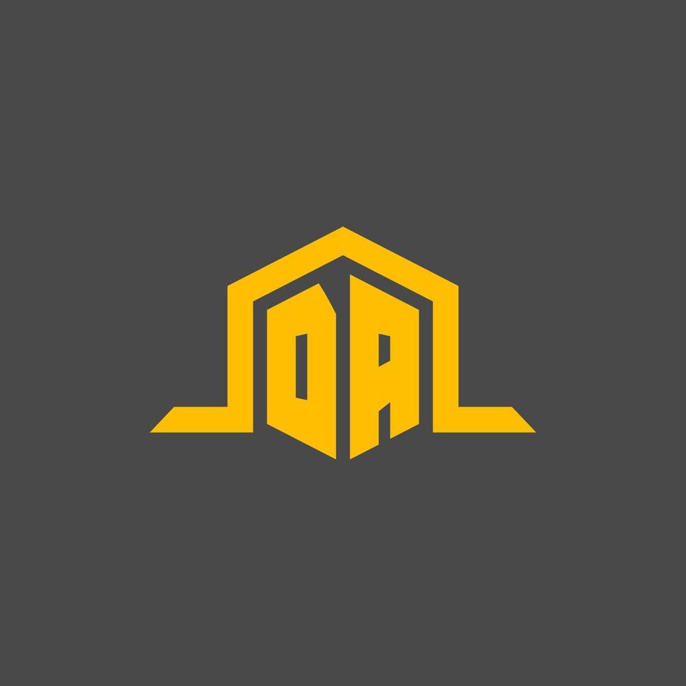 DA monogram initial logo with hexagon style design vector