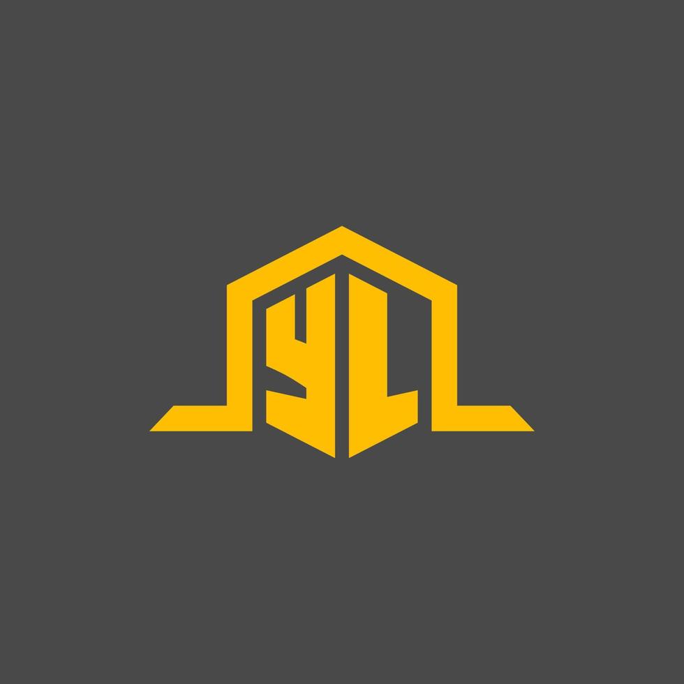 YL monogram initial logo with hexagon style design vector