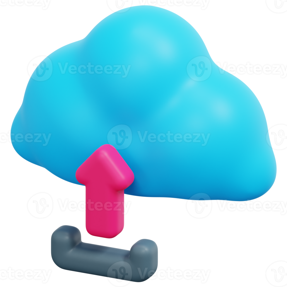 cloud upload 3d render icon illustration png