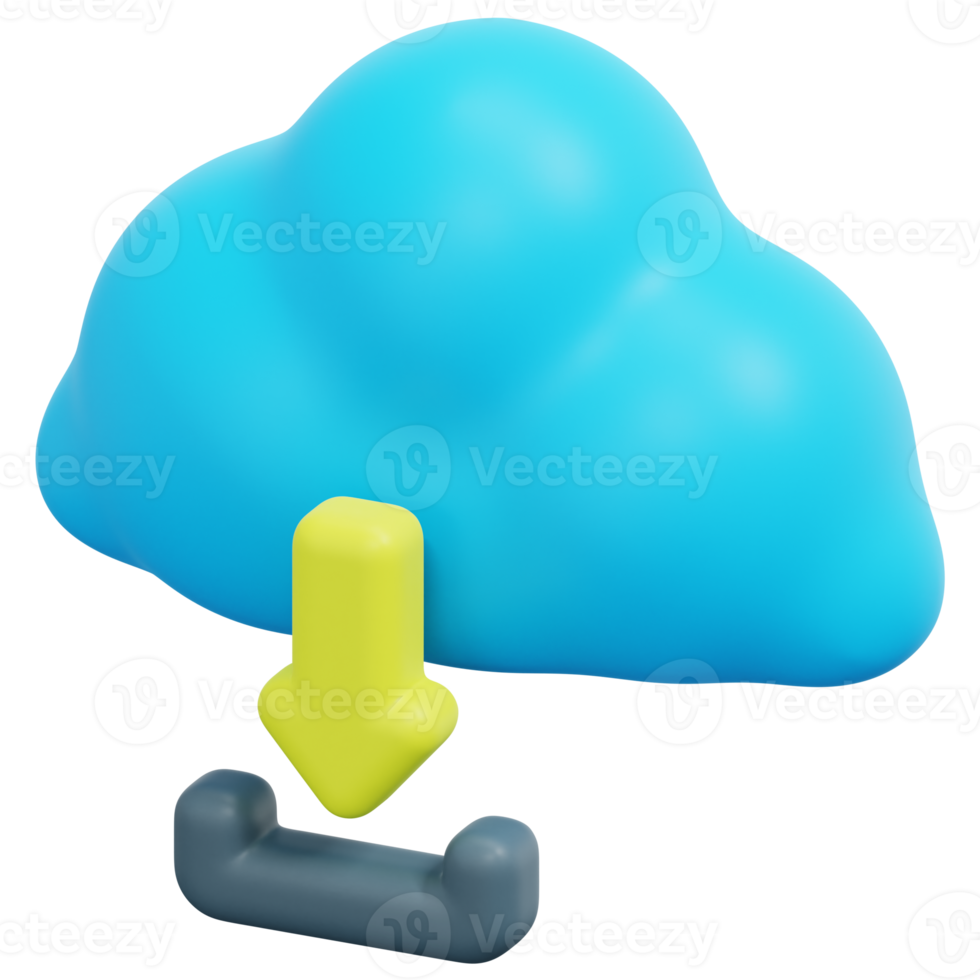 cloud download 3d render icon illustration png