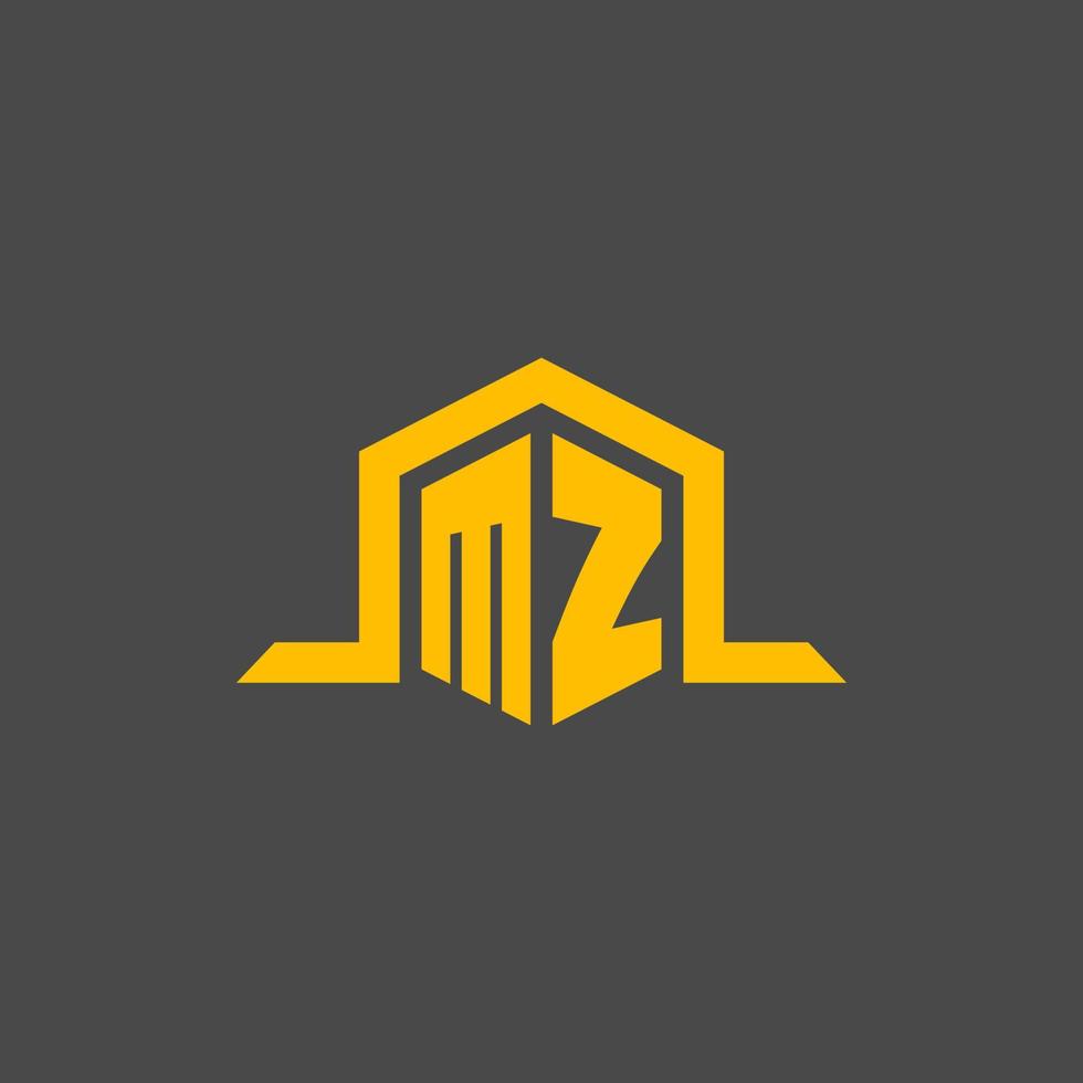 logotipo inicial del monograma mz con diseño de estilo hexagonal vector