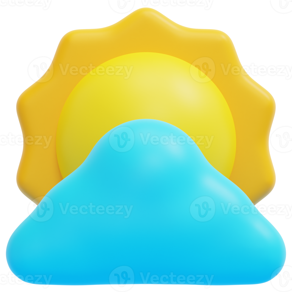 cloudy day 3d render icon illustration png