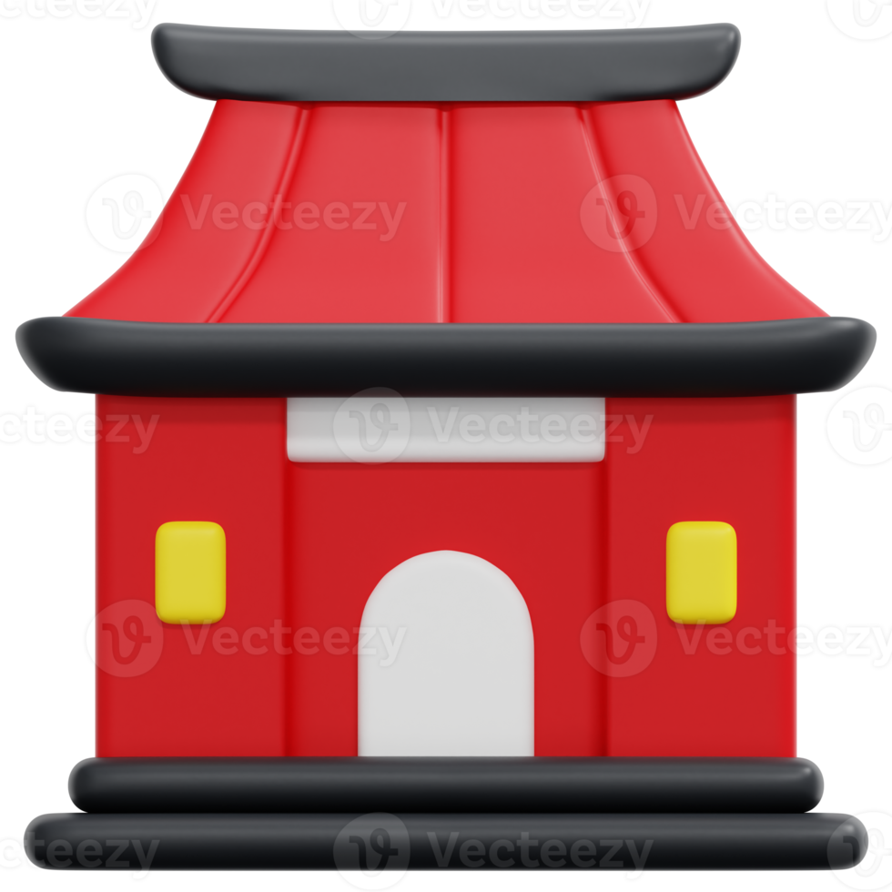 chinese temple 3d render icon illustration png