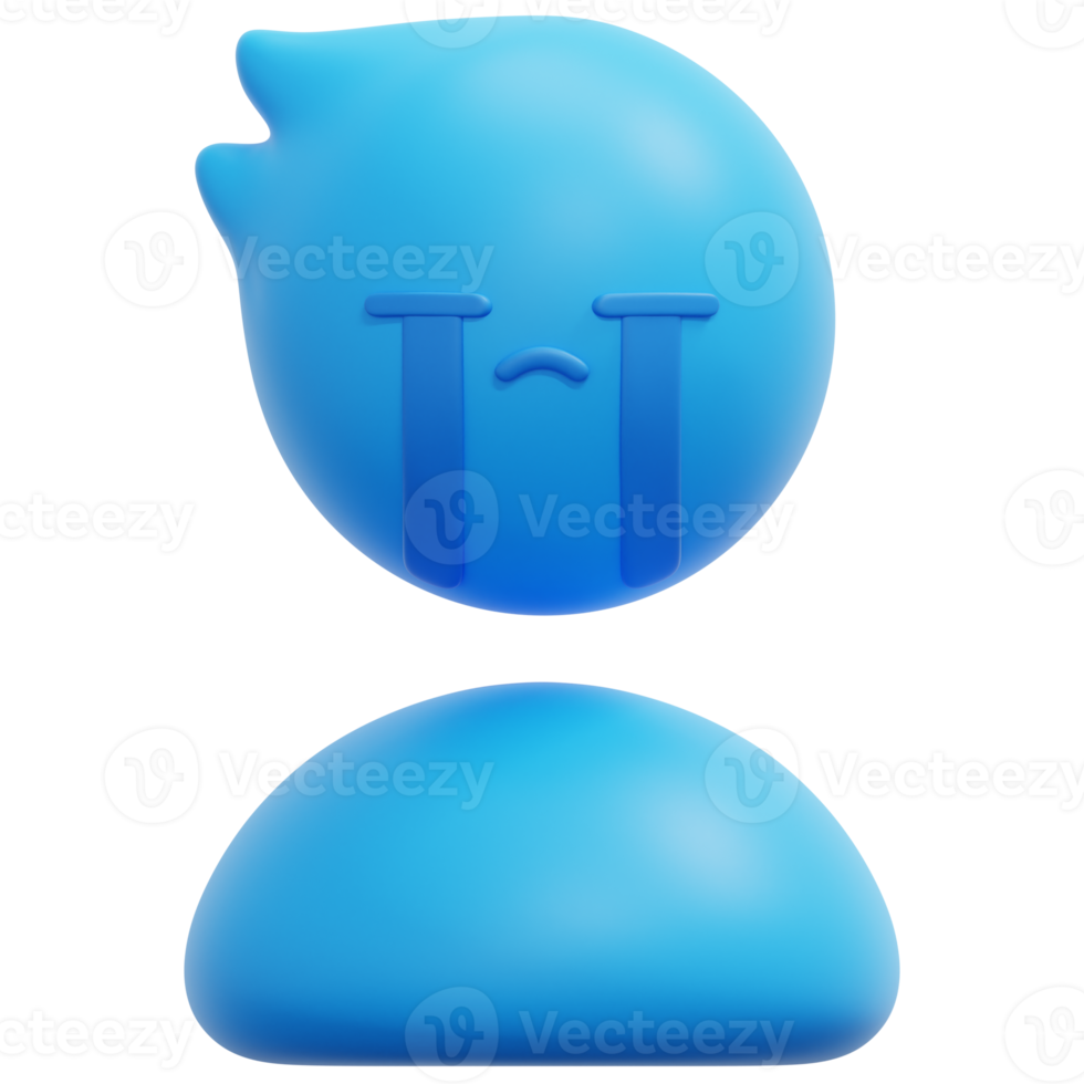 sad 3d render icon illustration png