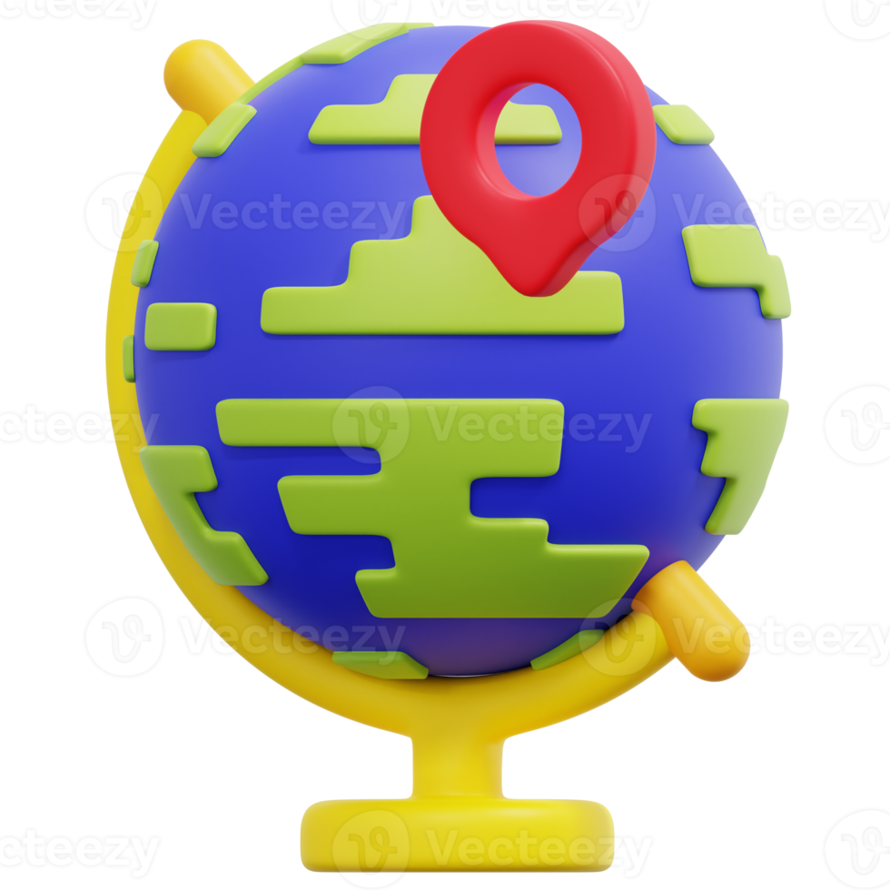 globe 3d render icon illustration png