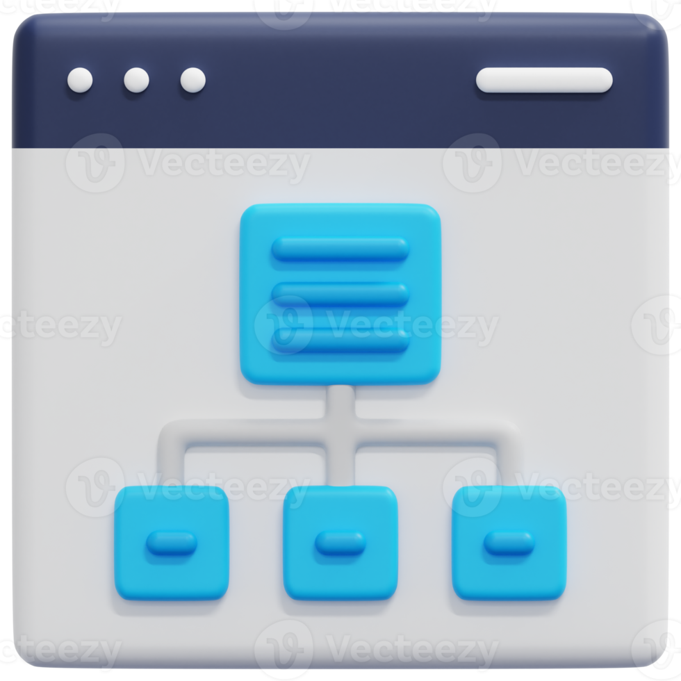 site map 3d render icon illustration png
