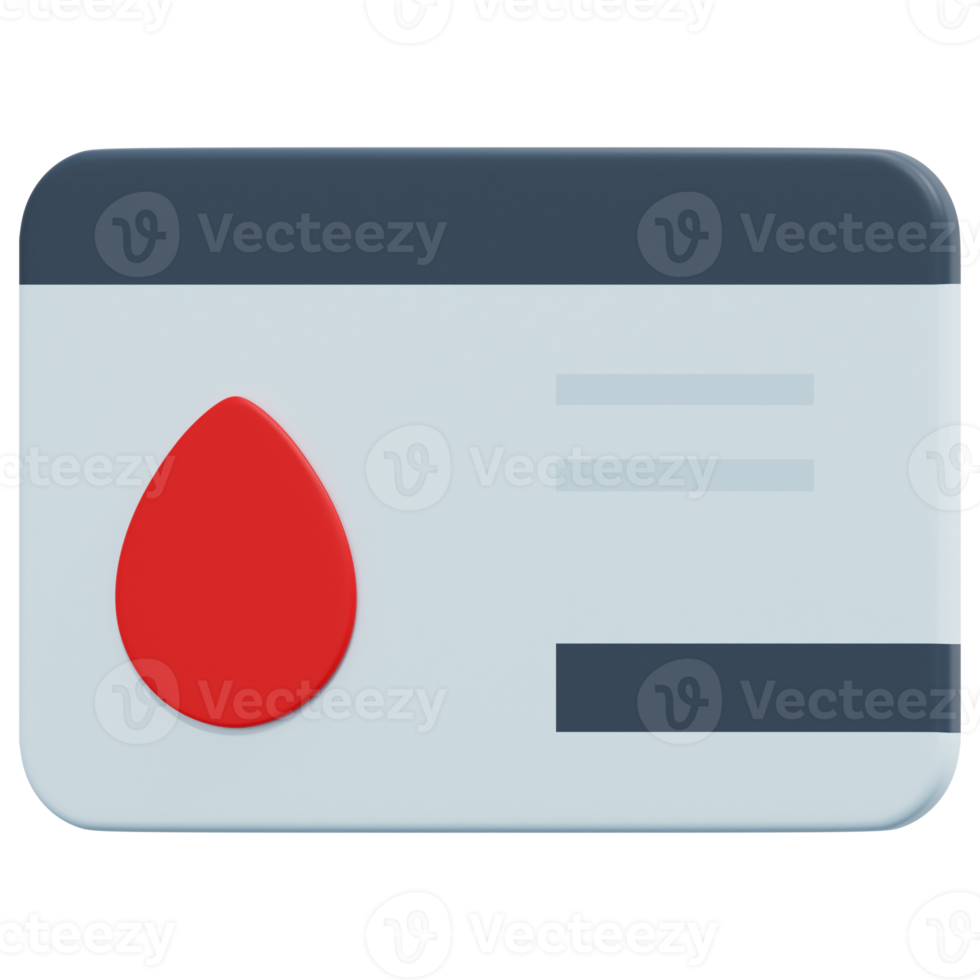 cartão de doador de sangue ilustração de ícone de renderização 3d png