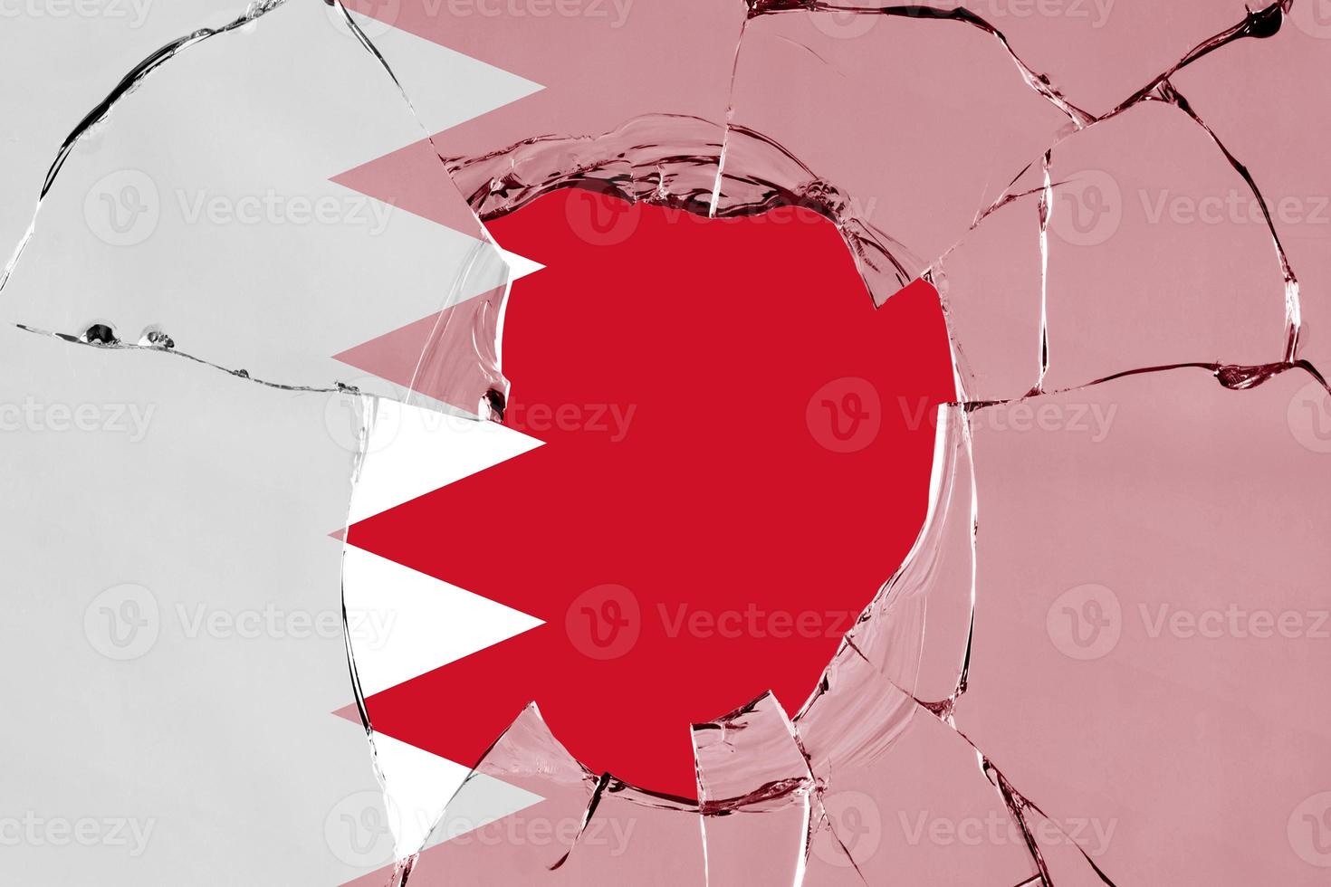 3D Flag of Bahrain on glass photo